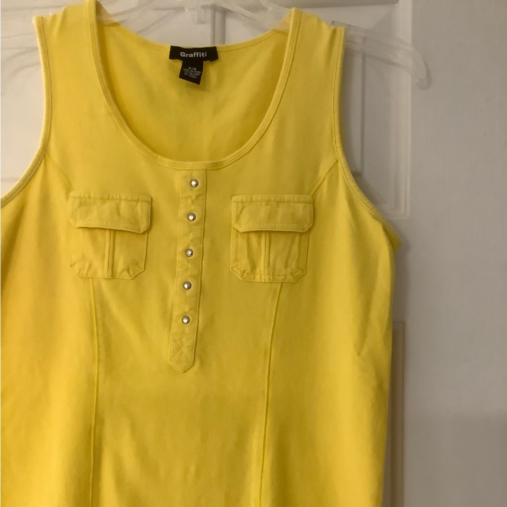 Yellow Gold Tank Top with button detail